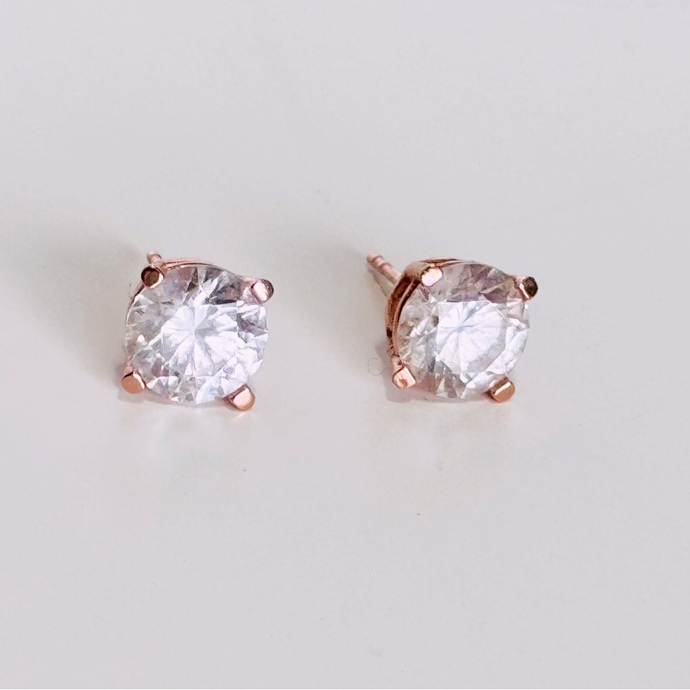 CZ Diamond Solitaire 1/4" Rose Gold Stud Earrings - Minimalist Classic Studs